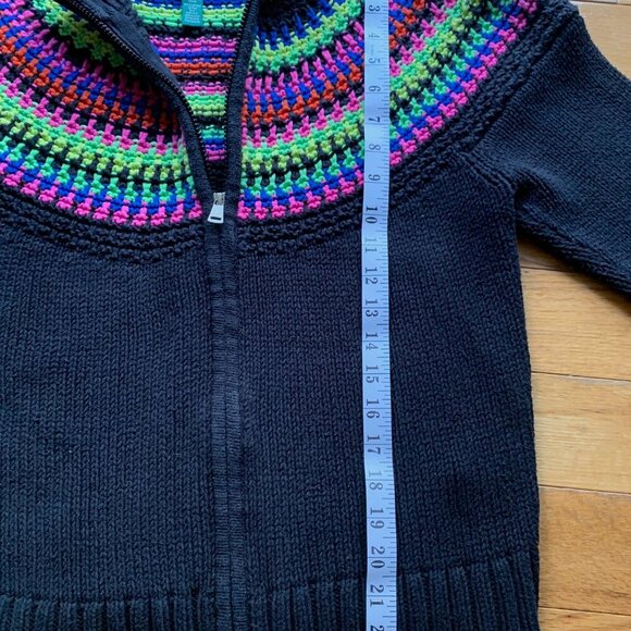Ralph Lauren RL Active Black Rainbow Stripe Knit Sweater Zip Front Women’s XL - Picture 9 of 10